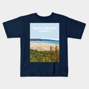 Hayle Beach, St Ives Bay Cornwall. Cornish gift. Travel poster Kids T-Shirt